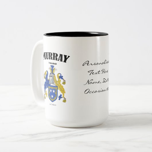 Murray Family Crest, vertaling en betekenis Tweekleurige Koffiemok (Voorkant links)