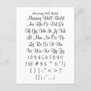 Murray Hill Bold - Zazzle Font Sampler Sheet Briefkaart