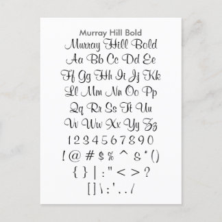 Murray Hill Bold - Zazzle Font Sampler Sheet Briefkaart
