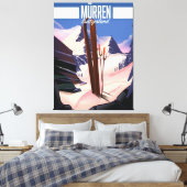 Murren Zwitserland ski poster art print. Canvas Afdruk (Insitu (Slaapkamer))