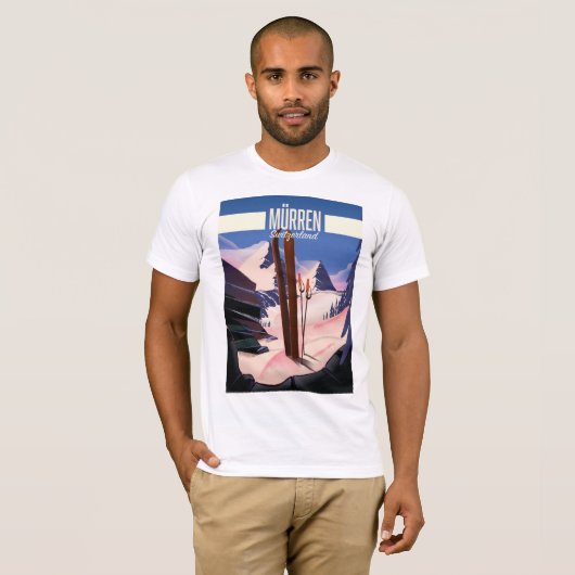 Murren Zwitserland ski poster art print. T-shirt (Voorkant volledig)
