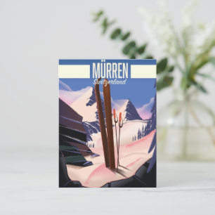Murren Zwitserland ski-poster kunstprint. Briefkaart