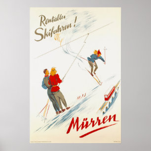 Murren Zwitserland Ski Travel Poster