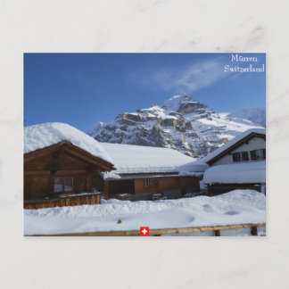 Mürren, Zwitserland. winterkrijt Briefkaart