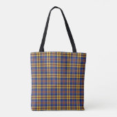 Murtaugh Clan Tartan Blauw en Goud Plaid Monogram Draagtas (Achterkant)
