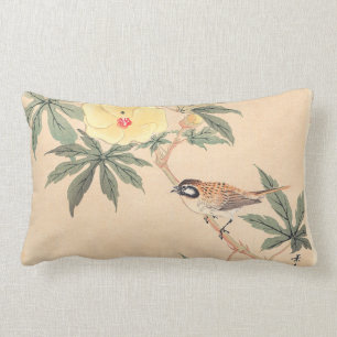 Mus en Hibiscus Keibun Matsumoto vogels bloemen Kussen