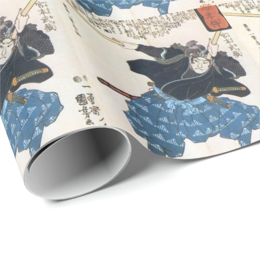 Musashi Miyamoto 宮 本 武 met twee Bokken Cadeaupapier (Rol Hoek)