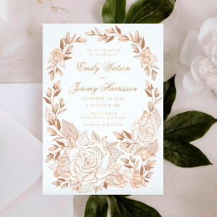 Musc rose Rose Crown Vintage Wedding Invitation