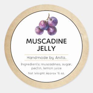 Muscadine Jam of Jelly Canning Jar Label