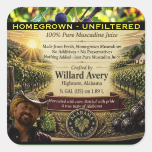 Muscadine-sap-etiket Vierkante Sticker