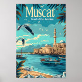 Muscat Oman kunst reisillustratie Poster (Voorkant)