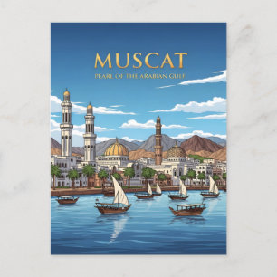 Muscat Oman waterkant stadsbeeld Briefkaart
