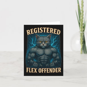 Muscle Cat Registered Flex Offender Funny Gym Meme Kaart