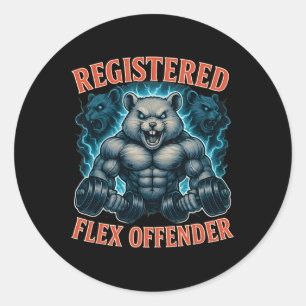 Muscle Hamster Geregistreerde Flex Offender Funny Ronde Sticker