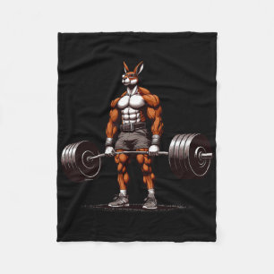 Muscle Kangaroo Deadlifting Funny Gym Gewichtheffe Fleece Deken