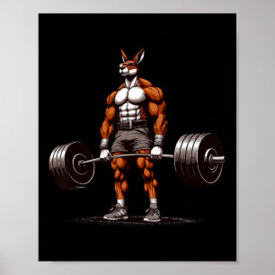 Muscle Kangaroo Deadlifting Funny Gym Gewichtheffe Poster