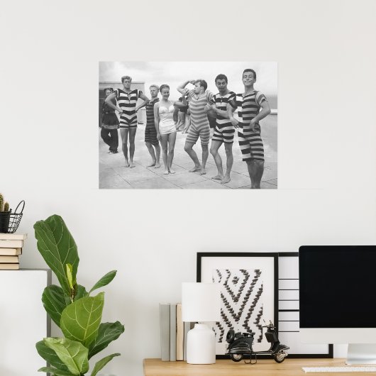 Muscle Mannen Flexing, Funny Black en White  Poster (Thuiskantoor)