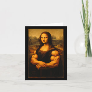 Muscle Mona Lisa Bodybuilder Gewichtheffen Gym en Kaart