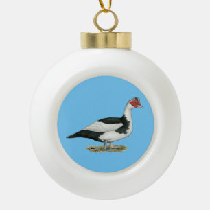 Muscovy Black Pied Drake Keramische Bal Ornament