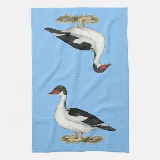 Muscovy Black Pied Duck Theedoek (Verticaal)