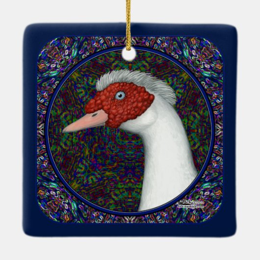 Muscovy Duck White Keramisch Ornament (Achterkant)