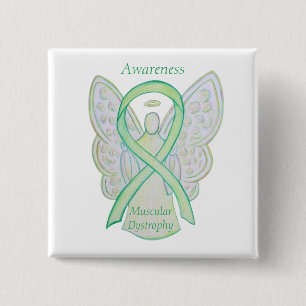 Musculair dystrofie Bewustheid Limoen Angel Ribbon Vierkante Button 5,1 Cm