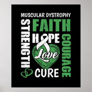 Musculaire dystrofie Faith Strength Hope Love Cour Poster