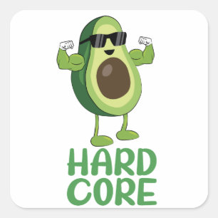 Muscular Hardcore Avocado Funny Vierkante Sticker