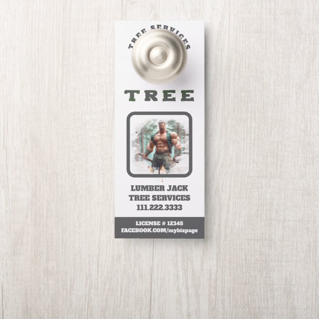 *~* Muscular Lumber Jack Tree Services QR Deur (Op knop)
