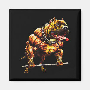 Muscular Pitbull Powerlifting Beast Gym Animal Str Magneet