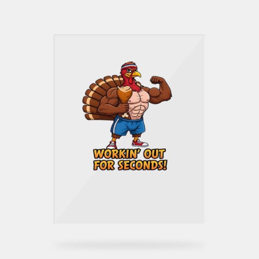 Muscular Turkey Gym Champion Funny Thanksgiving CL Acryl Bord (Voorkant)