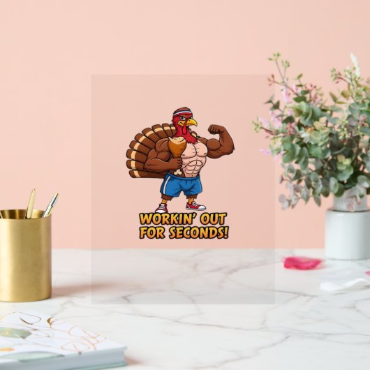 Muscular Turkey Gym Champion Funny Thanksgiving CL Acryl Bord (Huwelijk)