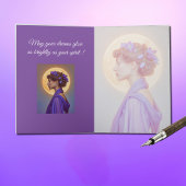 Muse du Printemps sur Carte de Vœux Pliée Violette
