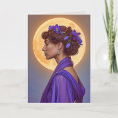 Muse du Printemps sur Carte de Vœux Pliée Violette (Devant)