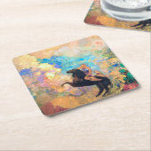 Muse on Pegasus, Redon Vierkante Kartonnen Onderzetter (Schuin)