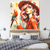 Muse tropicale avec impression sur toile de perroq (Insitu(Chambre))