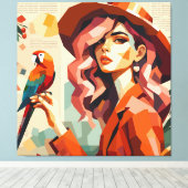 Muse tropicale avec impression sur toile de perroq (Insitu (Plancher de Bois))