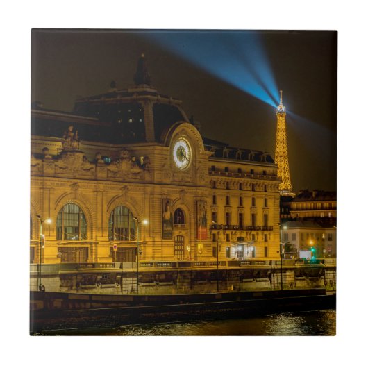 Musée d'Orsay in Parijs 's nachts Tegeltje (Voorkant)