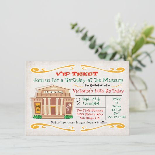 Musée Invitation fête d'anniversaire Billet (Debout devant)