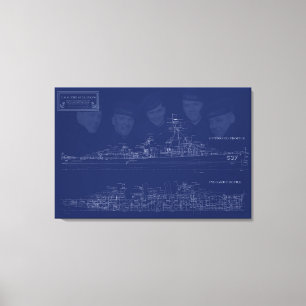 Museumschip The Sullivans-blauwdruk met broers Canvas Afdruk