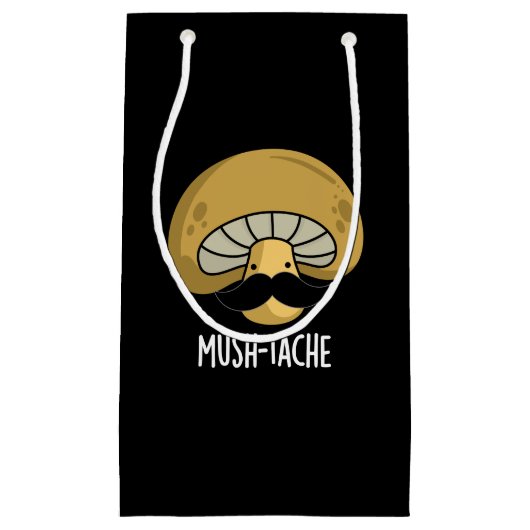 Mush-tache Funny Moustach Mushroom Pun Dark BG Klein Cadeauzakje (Voorkant)