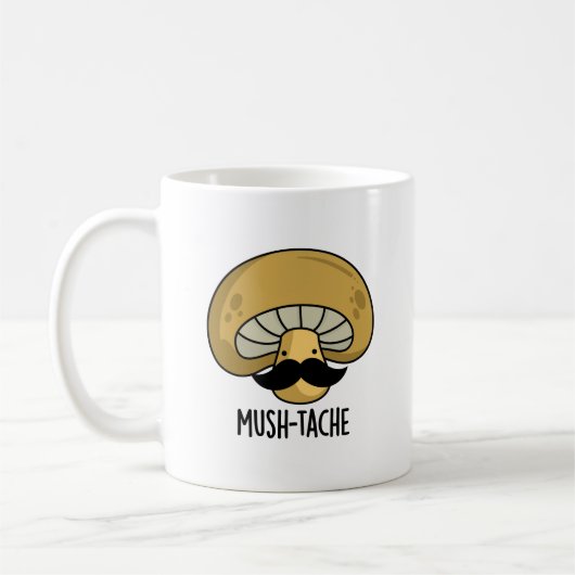 Mush-tache Grappige Moustach Mushroom Pun Koffiemok (Links)