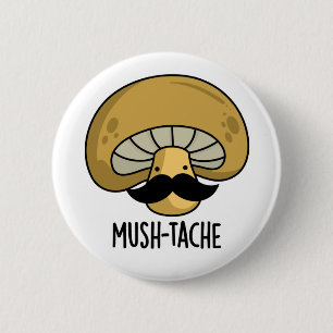 Mush-tache Grappige Moustach Mushroom Pun Ronde Button 5,7 Cm