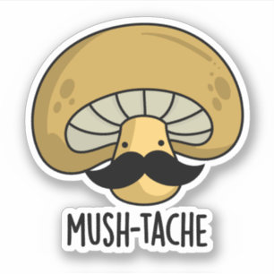 Mush-tache Grappige Moustach Mushroom Pun Sticker