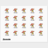 Mush-vroom Funny Fast Mushroom Pun Ronde Sticker (Vel)
