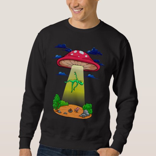 Mushroom Alien Abduction Psychedelic  Space UFO Fu Trui (Voorkant)