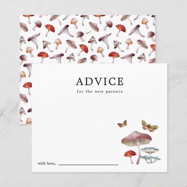 Mushroom Baby shower Advies Kaart (Voorkant / Achterkant)