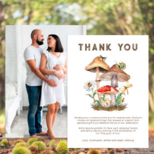 Mushroom Baby shower Bedankt Card   Gepersonalisee
