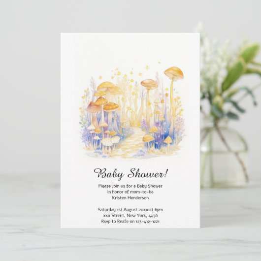 Mushroom Baby shower Invitation Kaart (Staand voorkant)