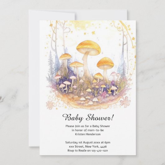 Mushroom Baby shower Invitation Kaart (Voorkant)